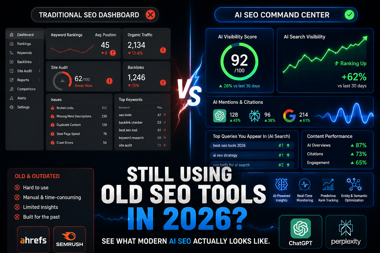 Comparison of Surfer SEO alternatives in 2026 — Promoto AI vs Surfer SEO, Jasper AI, Frase, and SEMrush for AI-powered content optimization and search visibility